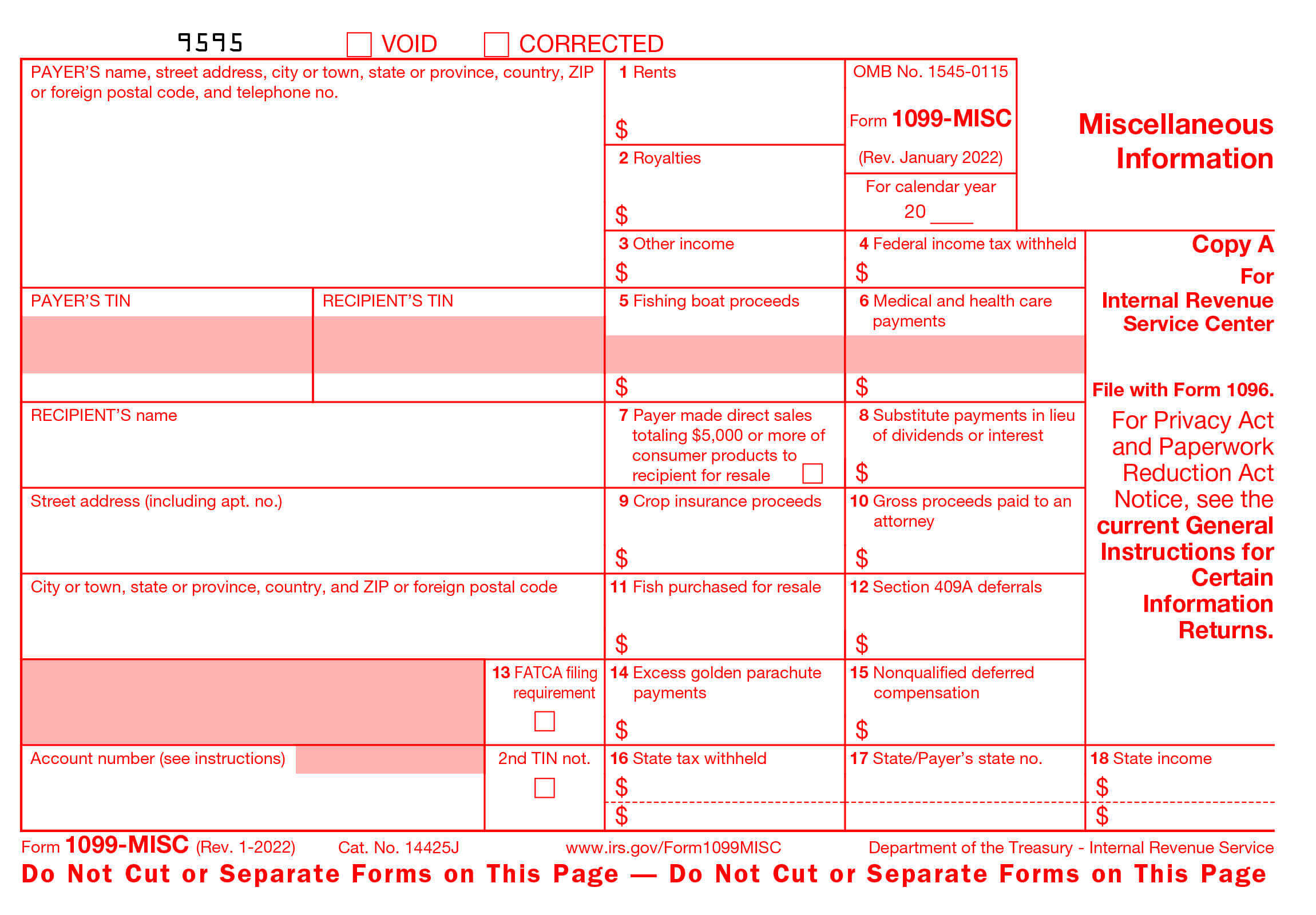 free fillable 1099 misc 2022